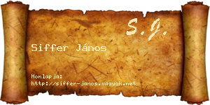 Siffer János névjegykártya